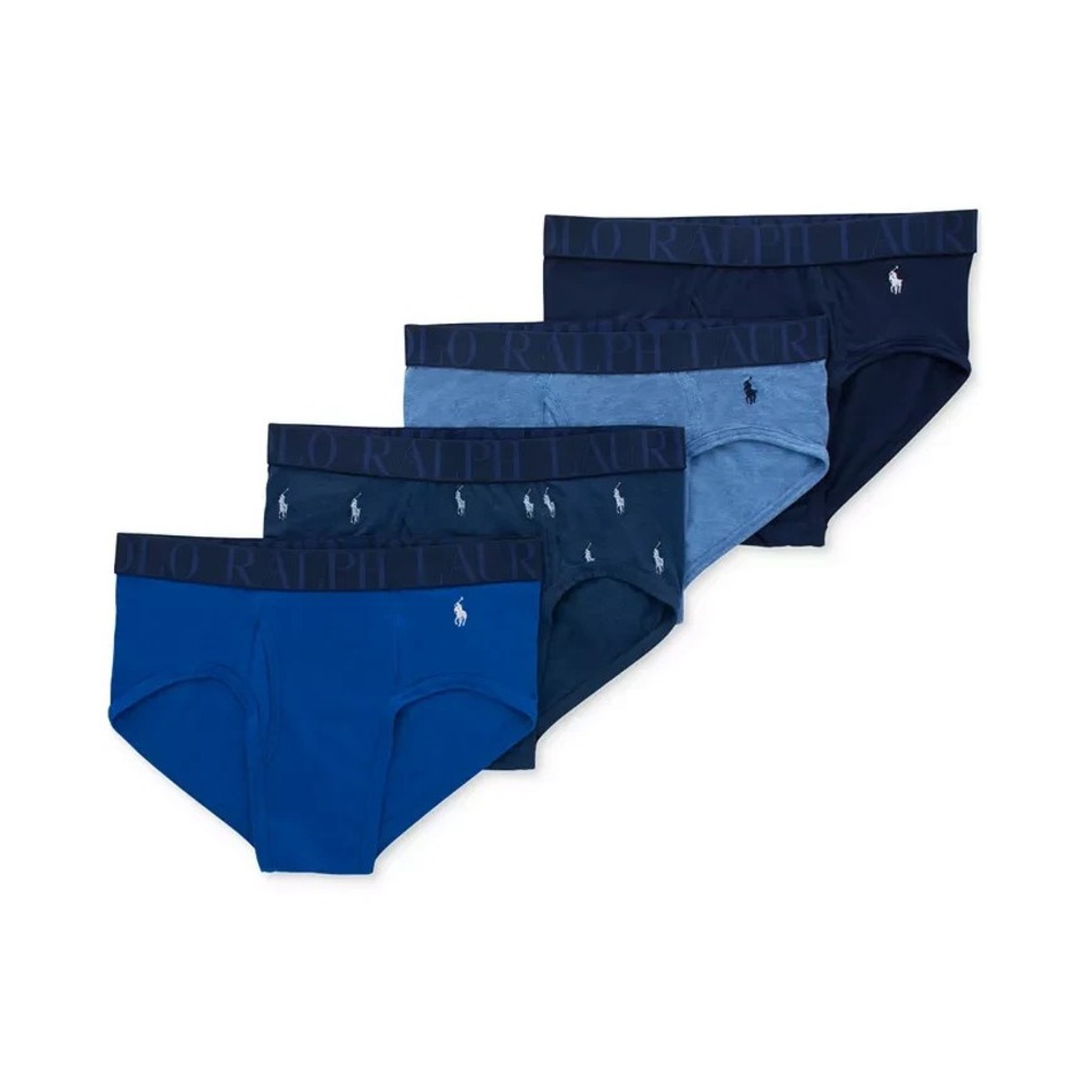 Polo Ralph Lauren Briefs Men L Blue NWOT 4-Pack Cotton Stretch Pony Logo